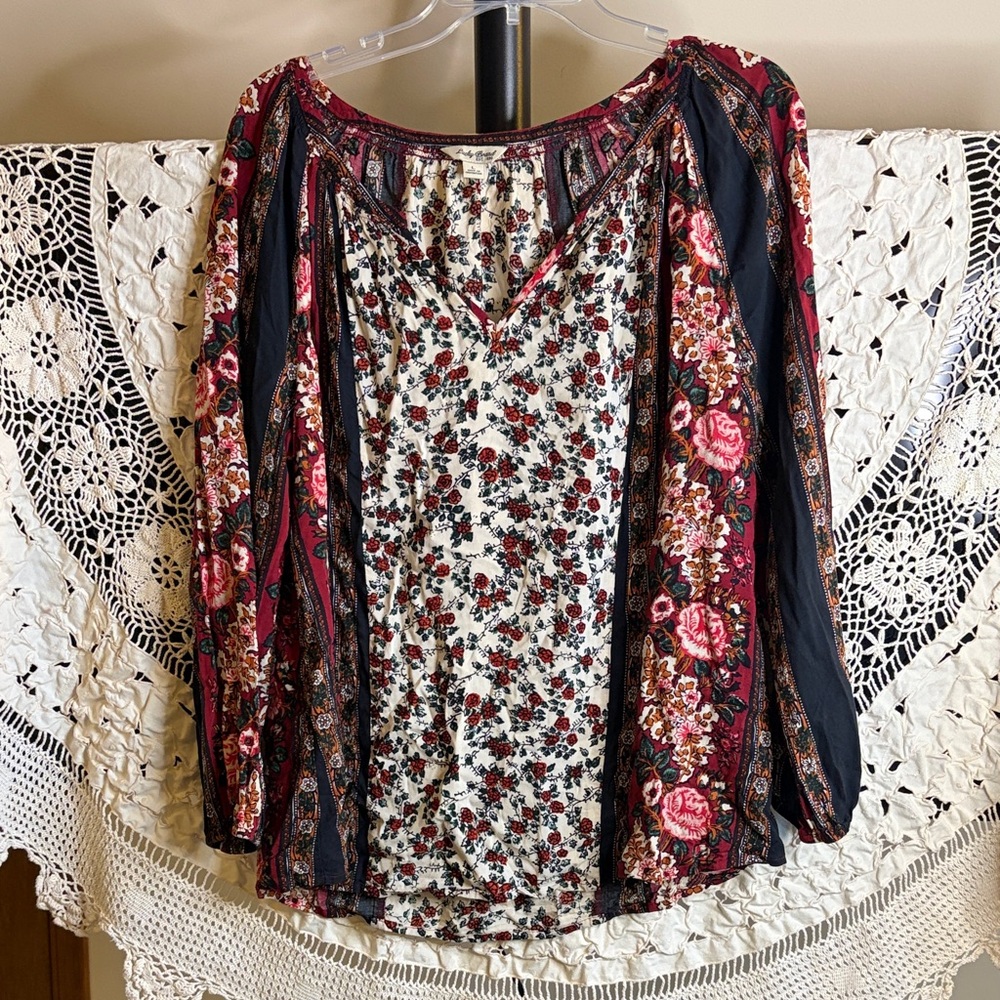 Lucky Brand Boho Floral Women's Top size Large